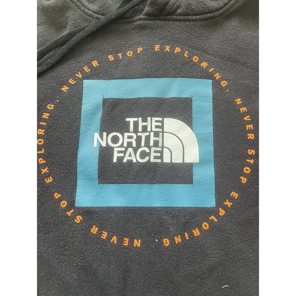 North Face Hoodie Men’s Medium Black Long Sleeve Graphic Logo Sweatshirt - Picture 5 of 7
